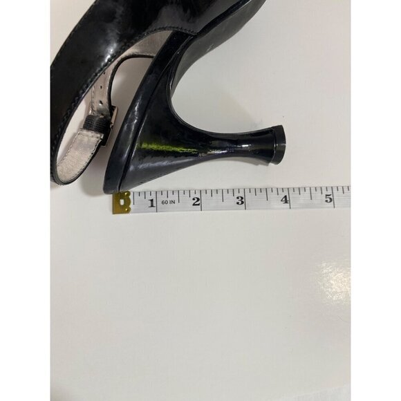 Vintage Inspired Wingtip Faux Black Patent Leather Slingback Heels Size 7.5 - Picture 10 of 10